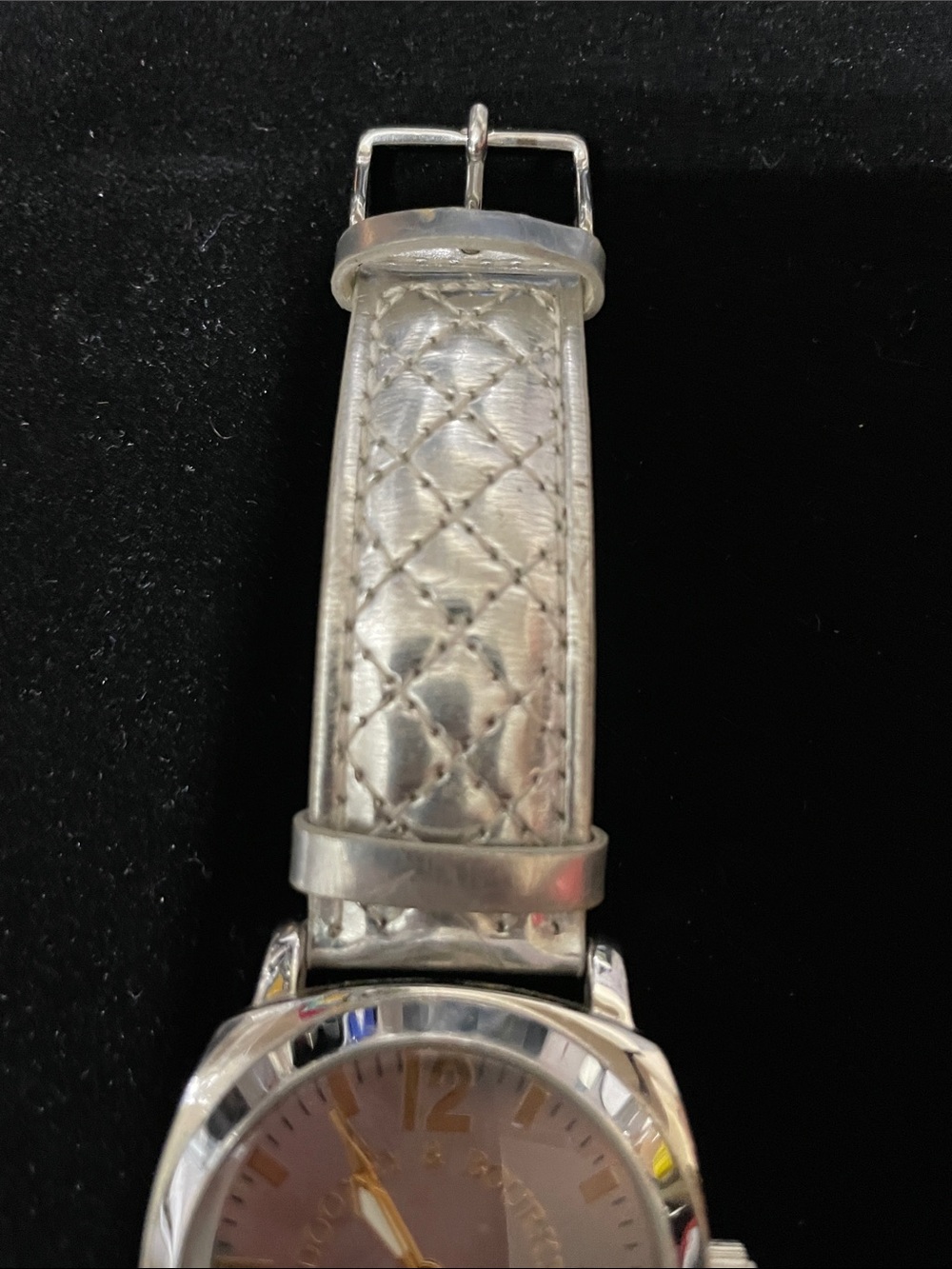 Dooney & Bourke Silver Quilted Leather Strap Watch with Gold Accents. - Picture 8 of 11